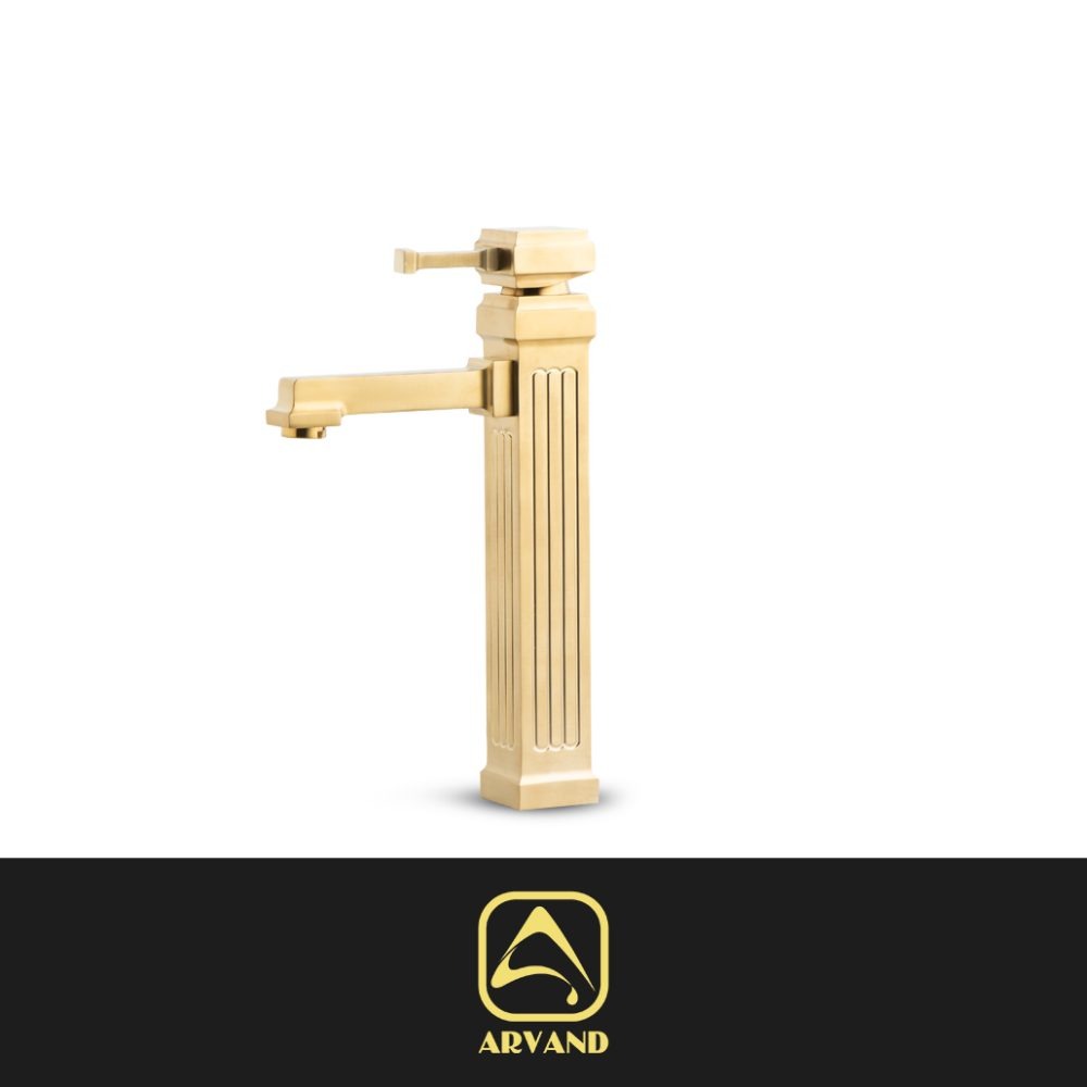 شیر روشویی پایه بلند دالاس طلایی مات اروند