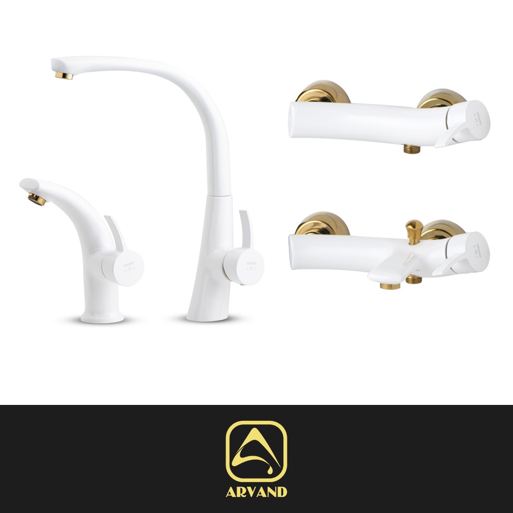 ست شیرآلات سالووین سفیدطلایی اروند