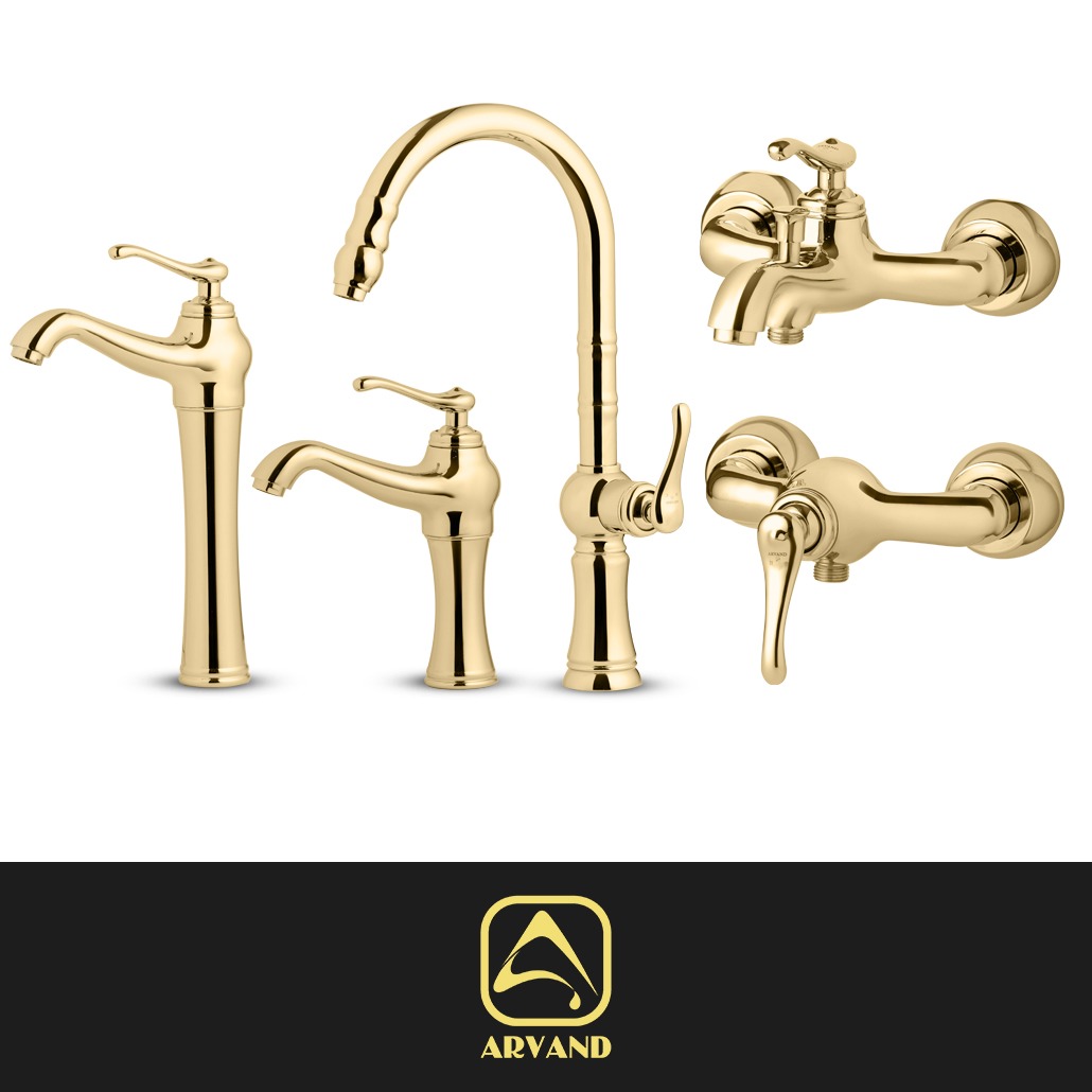 ست شیرآلات فلور طلایی براق اروند