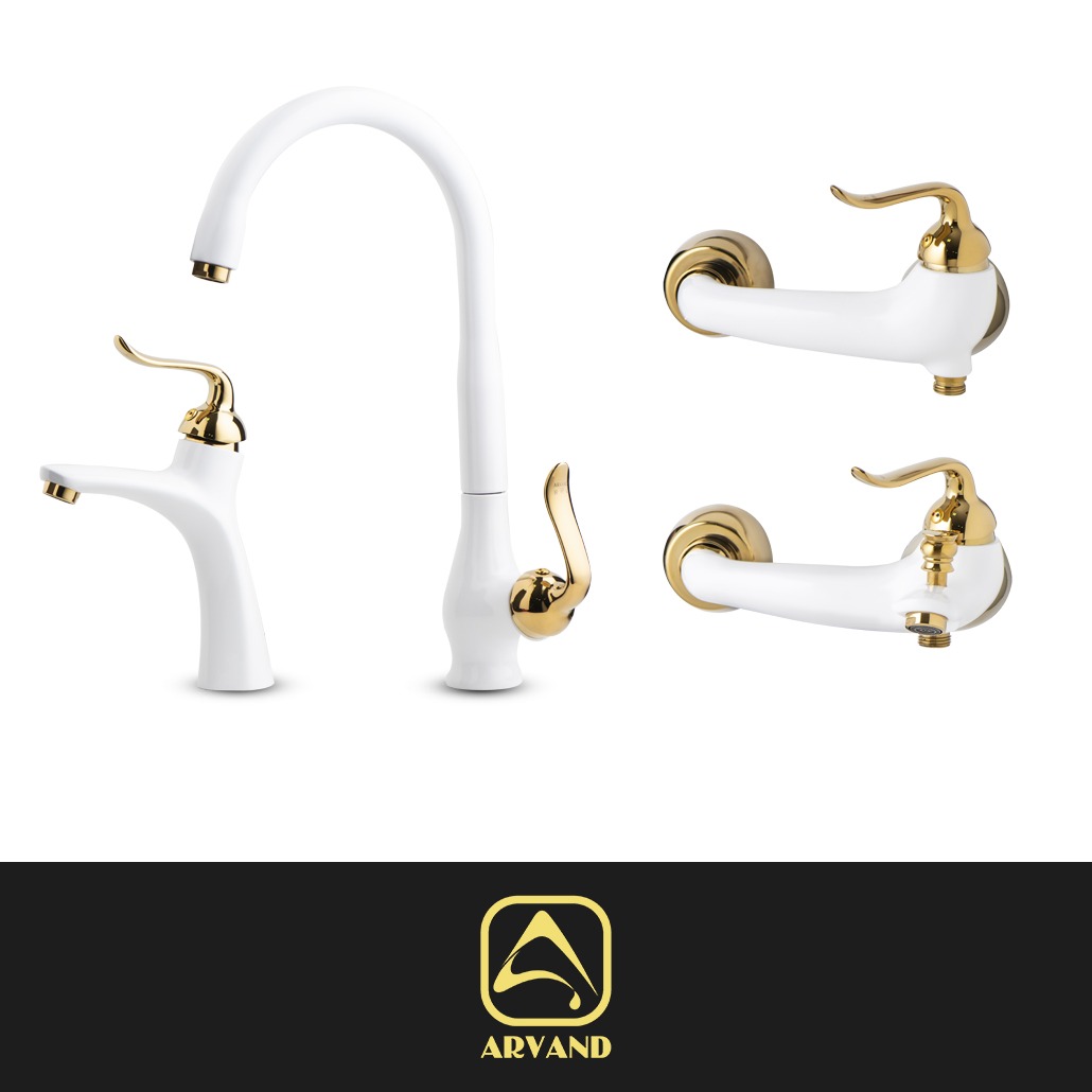 ست شیرآلات فلورانس سفید طلایی اروند