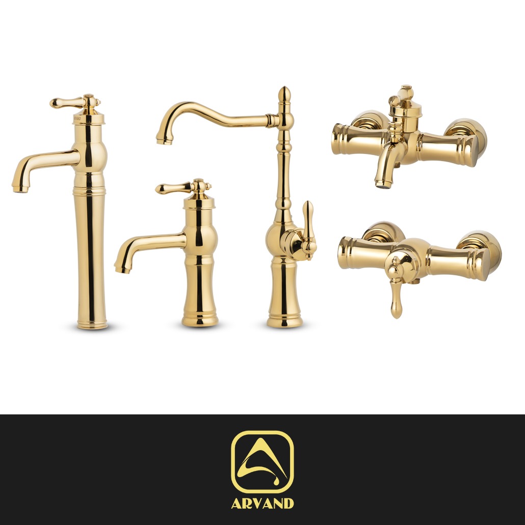 ست شیرآلات میلان طلایی براق اروند