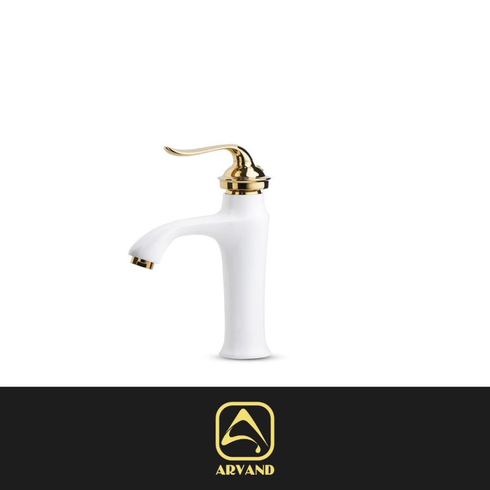 شیر روشویی ونیز سفید طلایی اروند