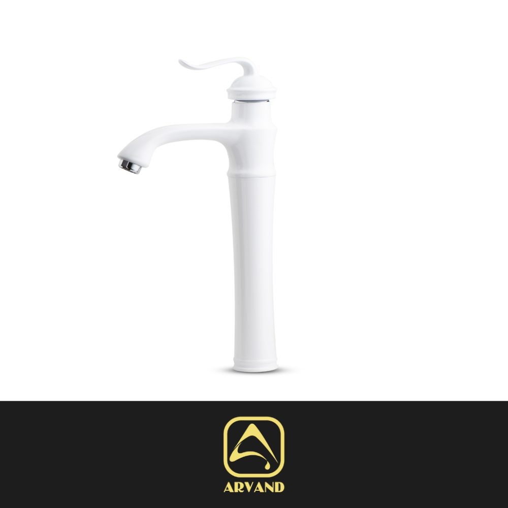 شیر روشویی پایه بلند ونیز سفید کروم اروند