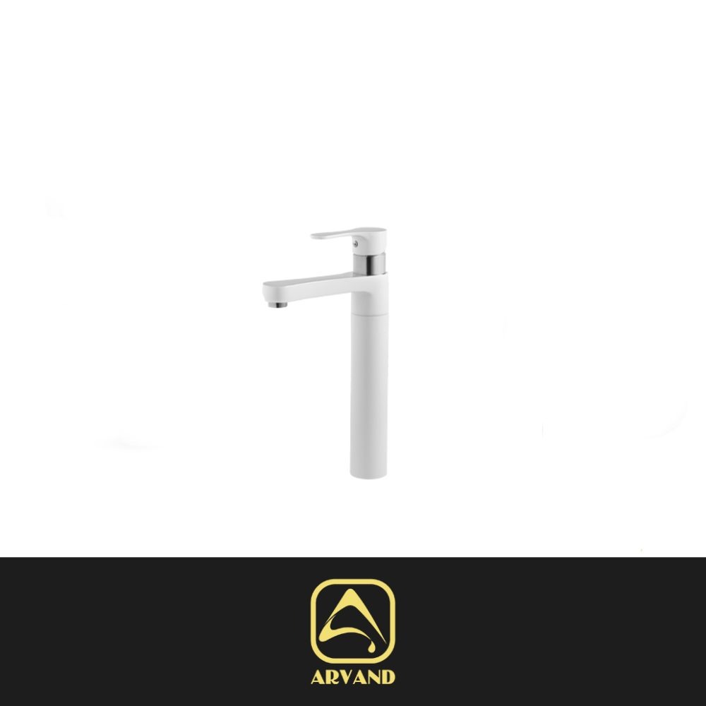 شیر روشویی پایه بلند پارما سفید کروم اروند