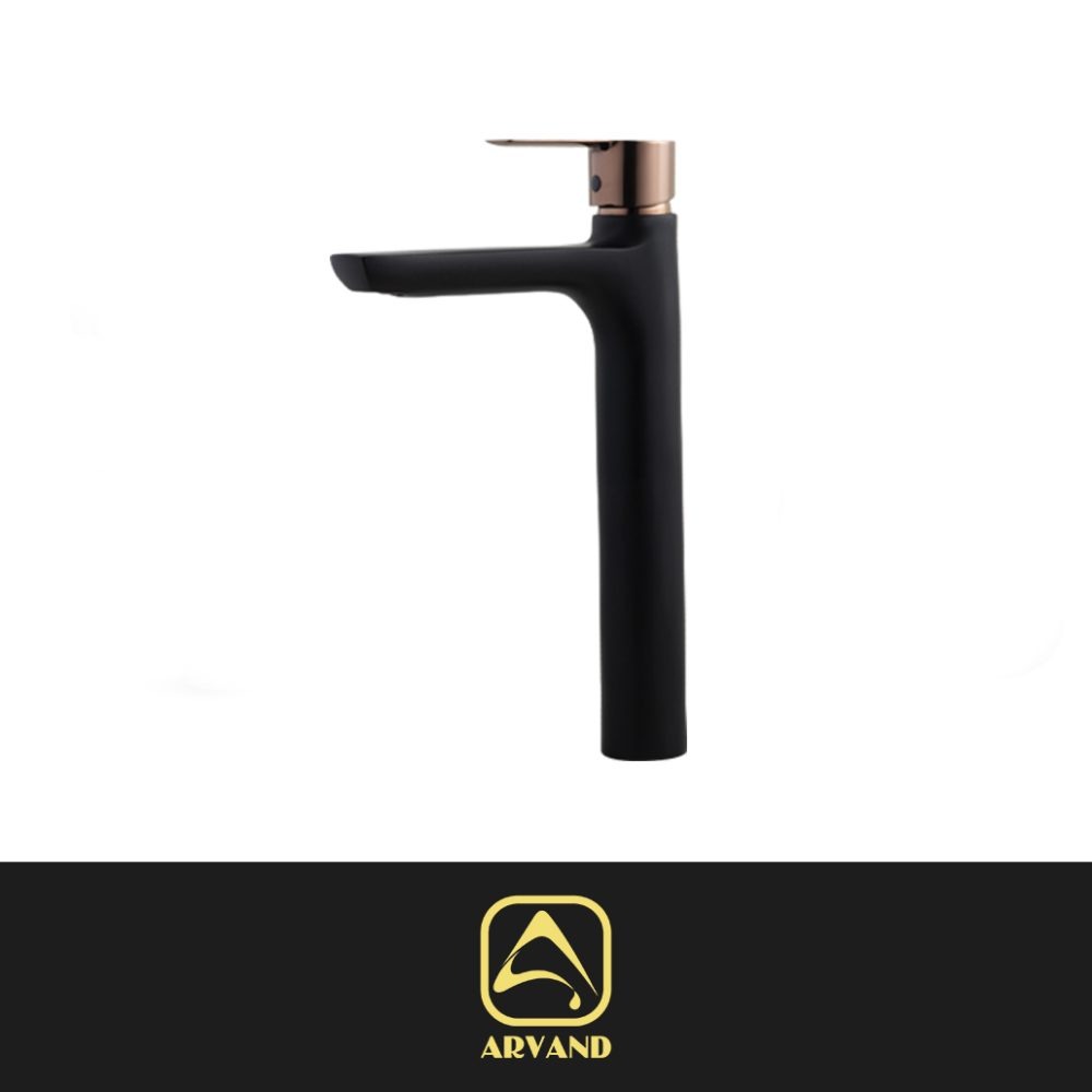 شیر روشویی پایه بلند پالرمو مشکی رزگلد اروند