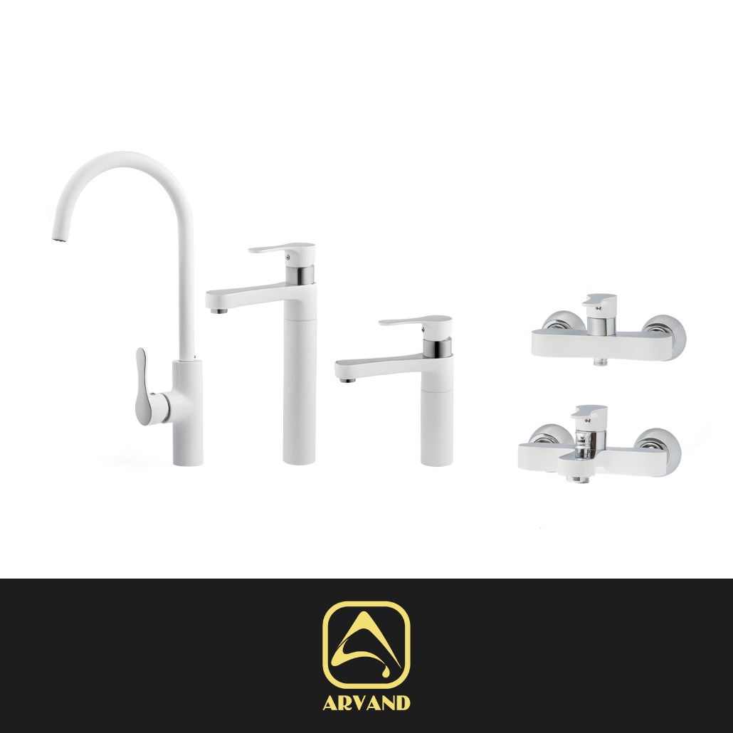 ست شیرآلات پارما سفید کروم اروند