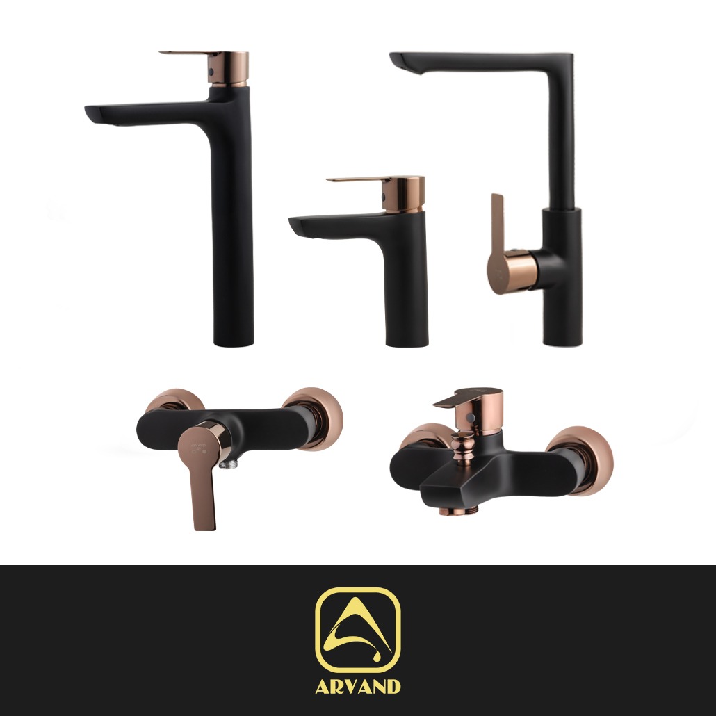 ست شیرآلات پالرمو مشکی رزگلد اروند