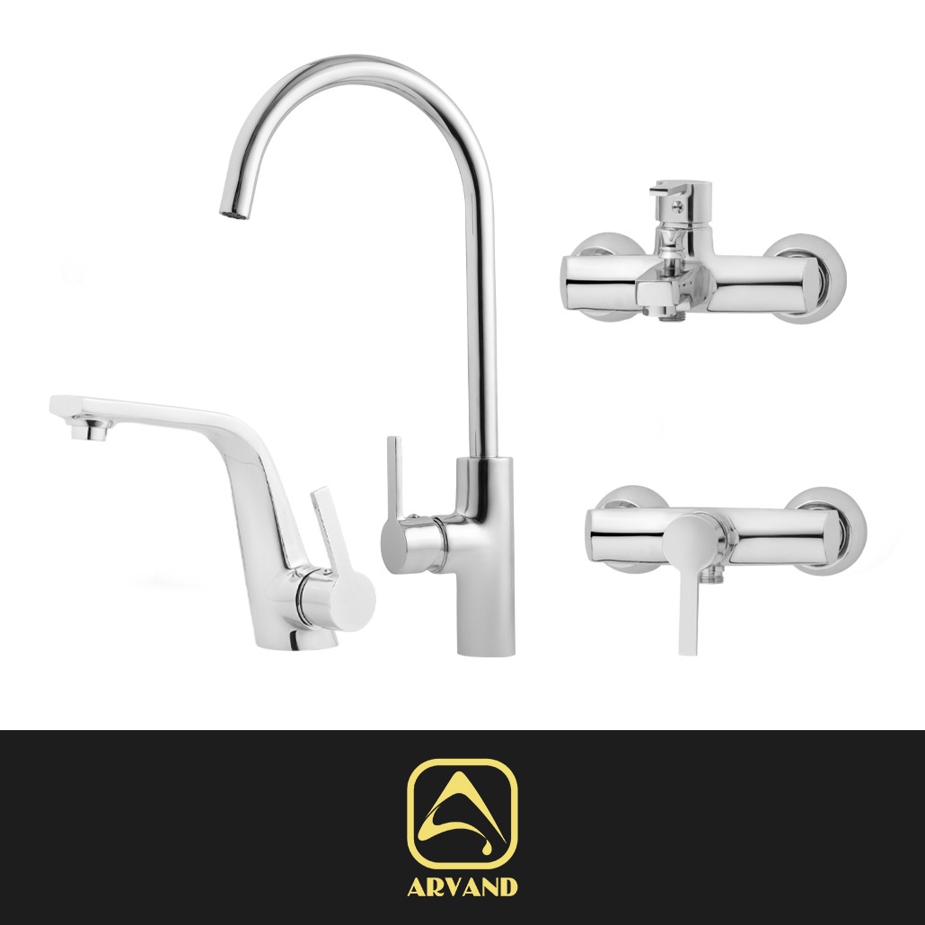 ست شیرآلات پاویا استیل براق اروند